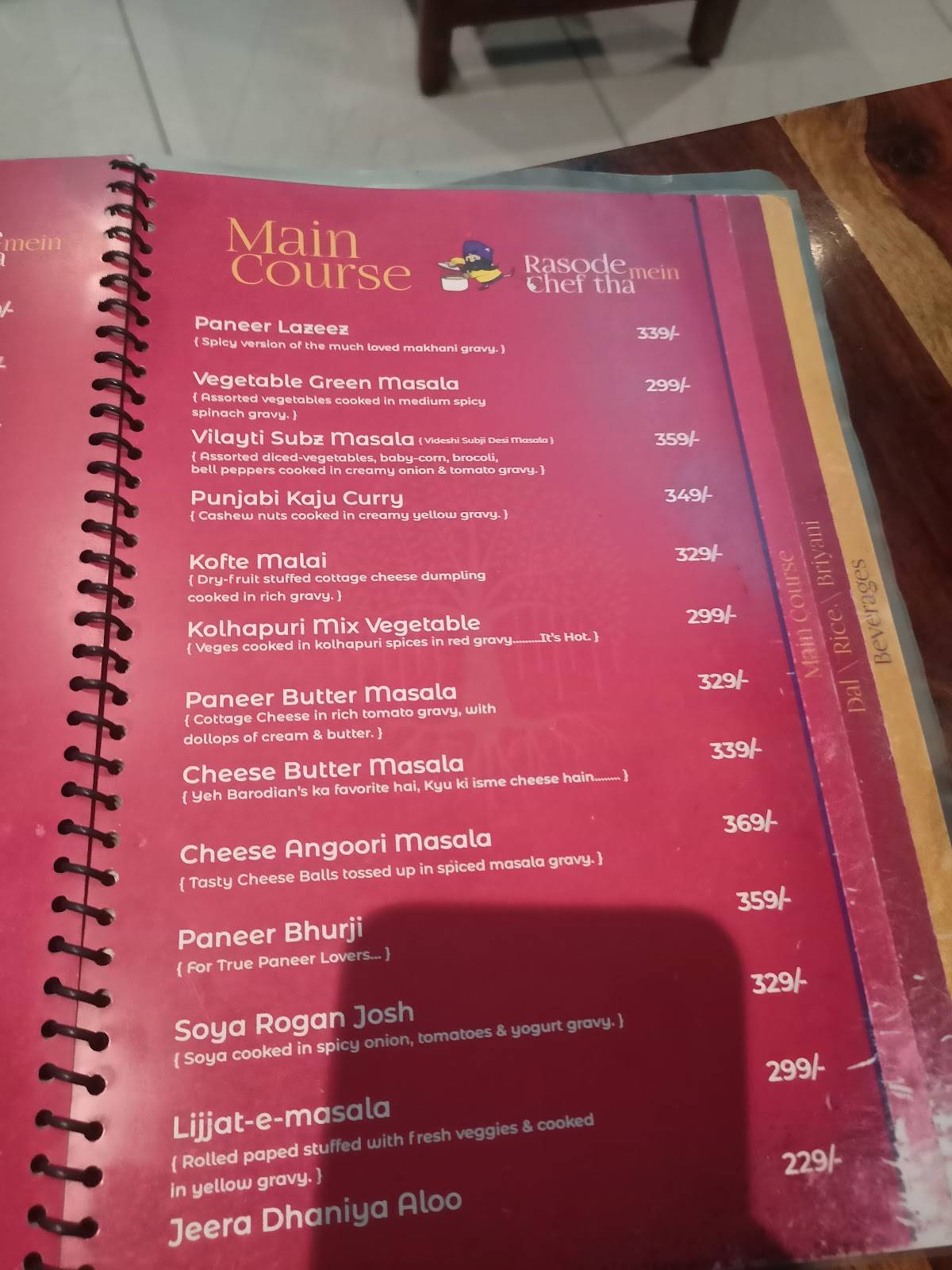 Jashn e Paratha menu