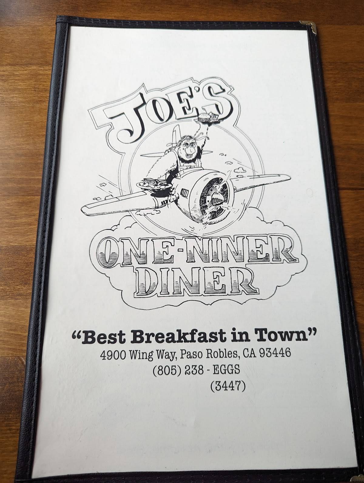 Menu at Joe's OneNiner Diner restaurant, Paso Robles