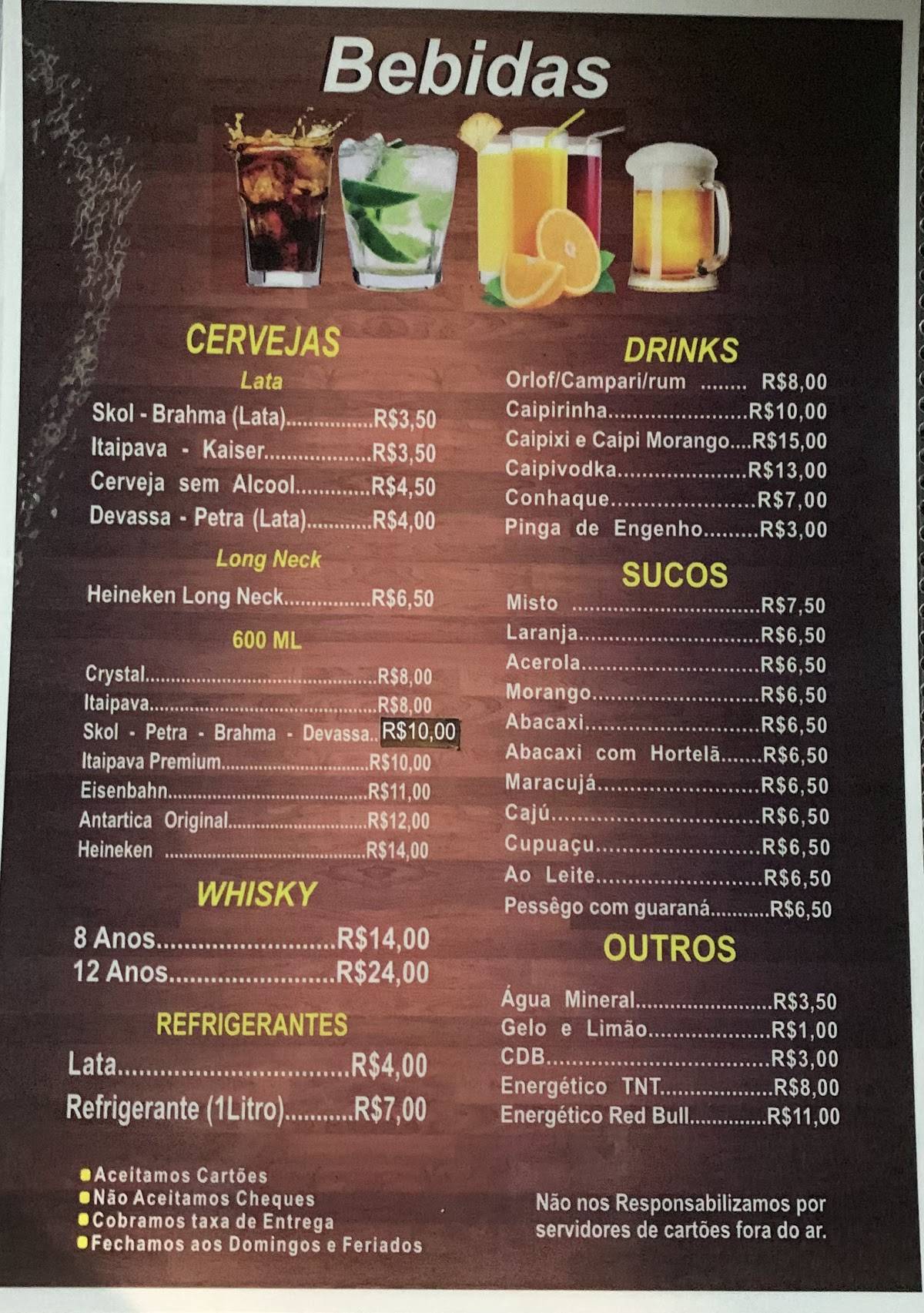 Bar do Joãozinho cardápio