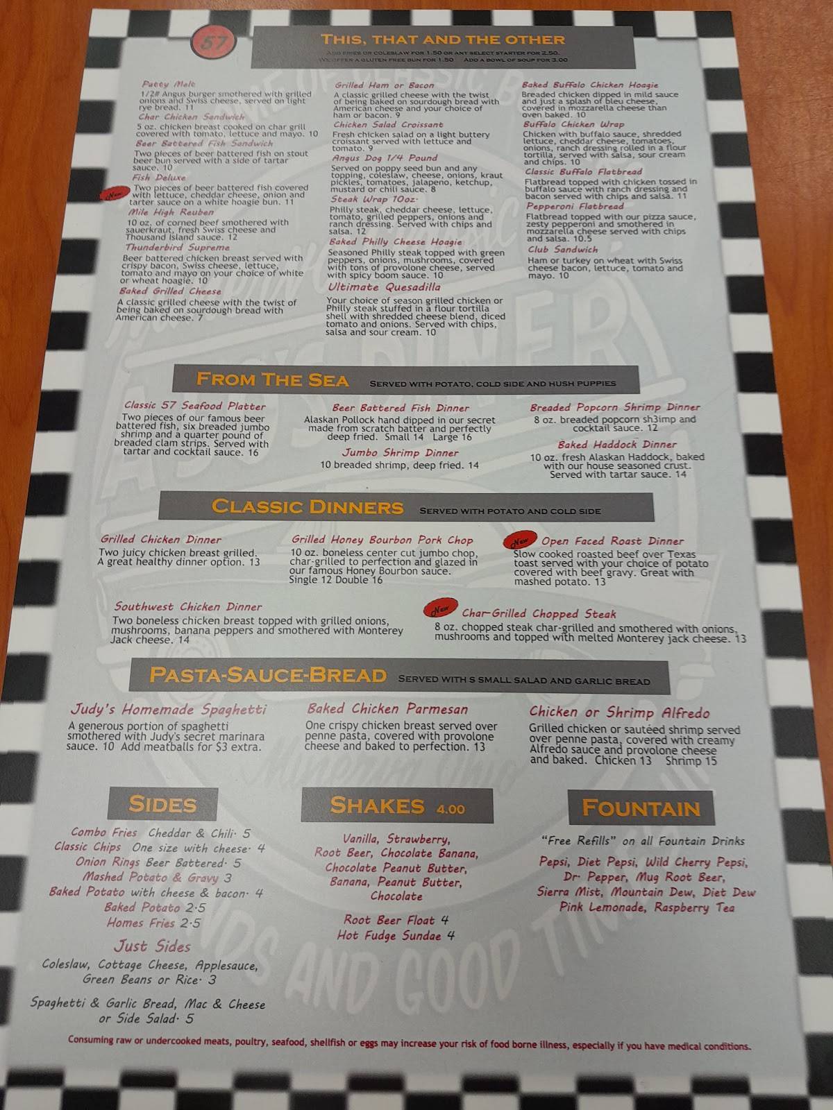 Menu at John's Bakery and Cafe, Minerva