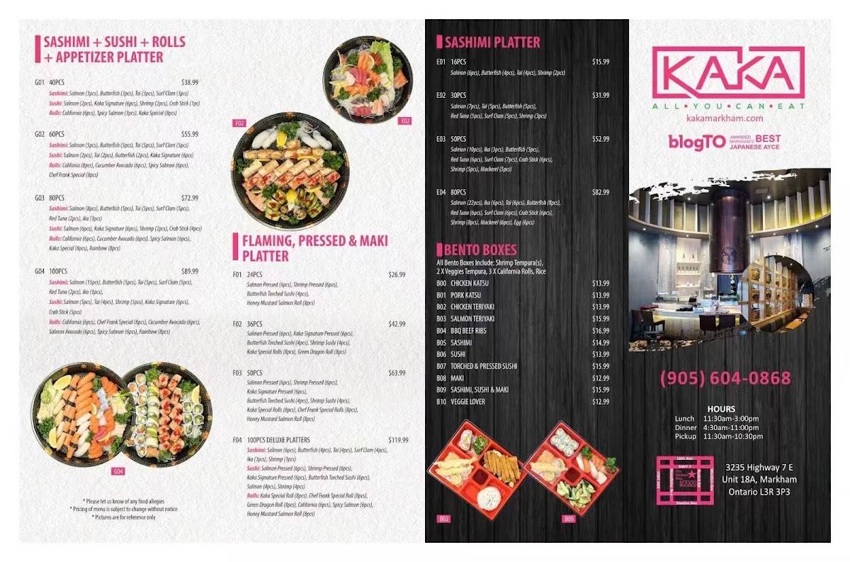 Menu de KAKA all you can eat