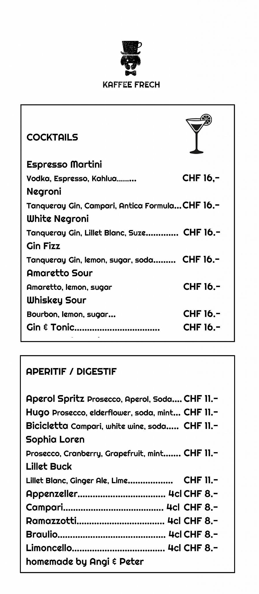 Menu di Kaffee Frech 