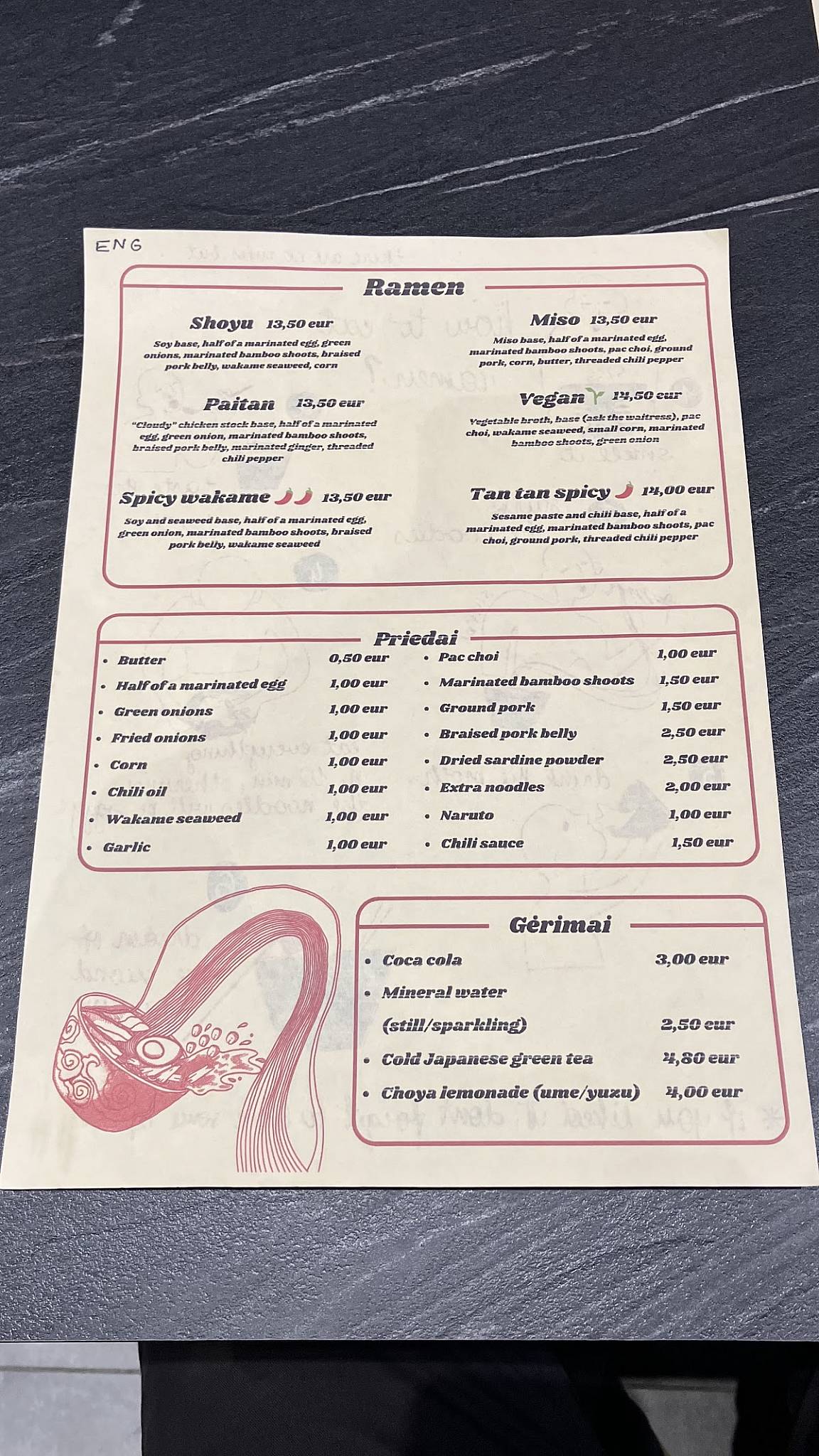 Menu At Kamikadze Wow Restaurant Vilnius 