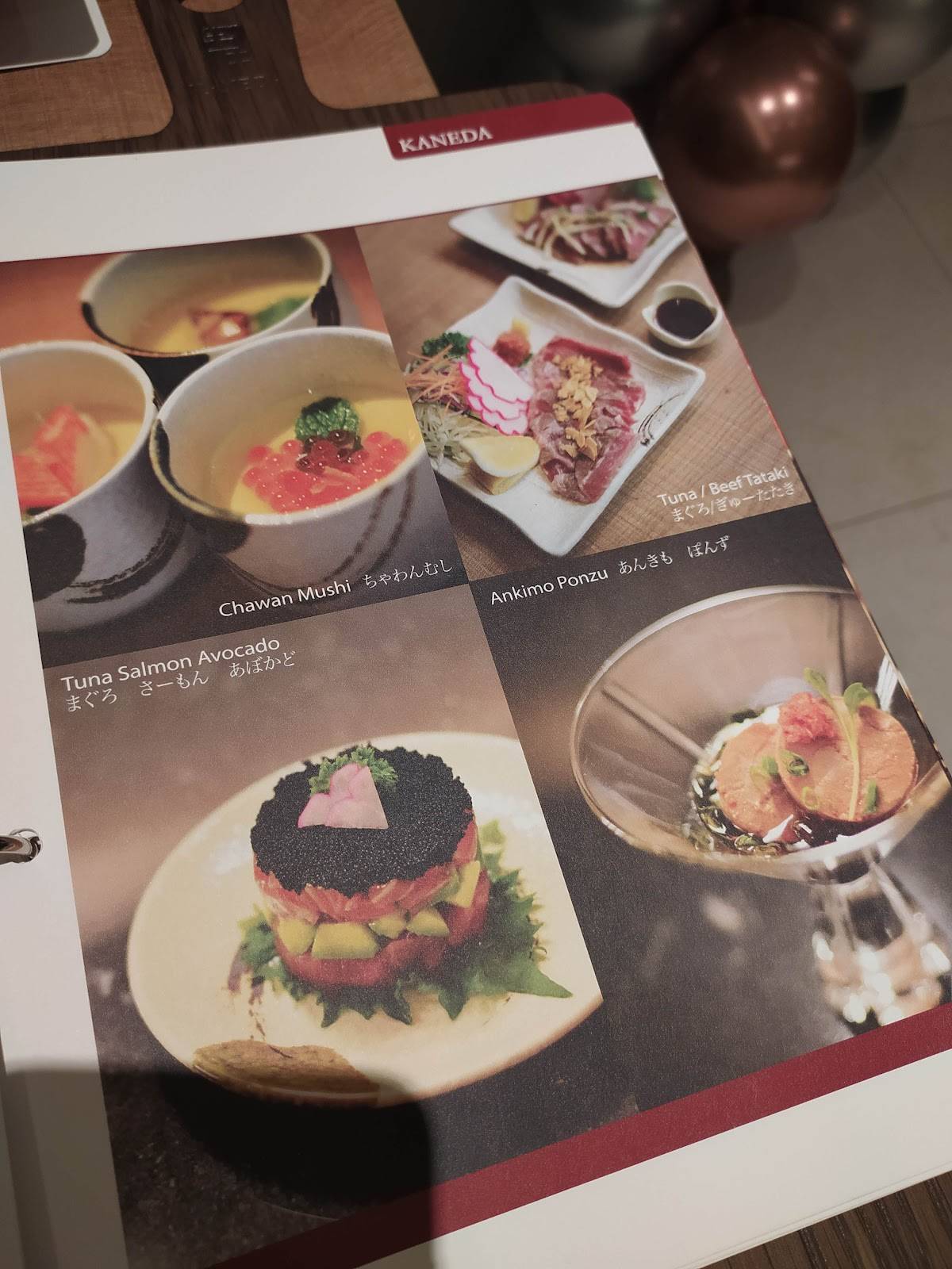 Menu at Kaneda Japanese Dining restaurant, North Jakarta