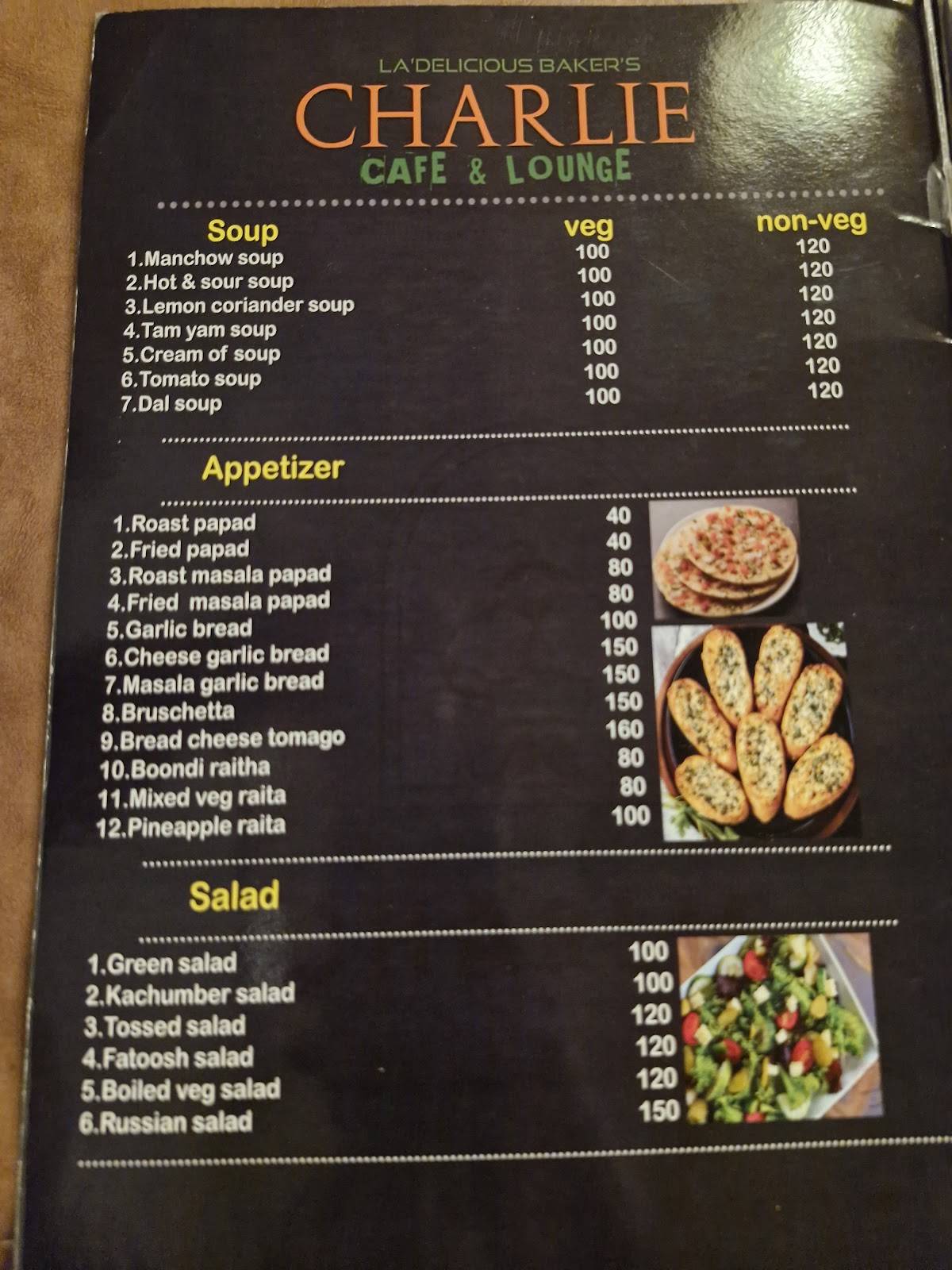 Charlie Cafe & Lounge menu