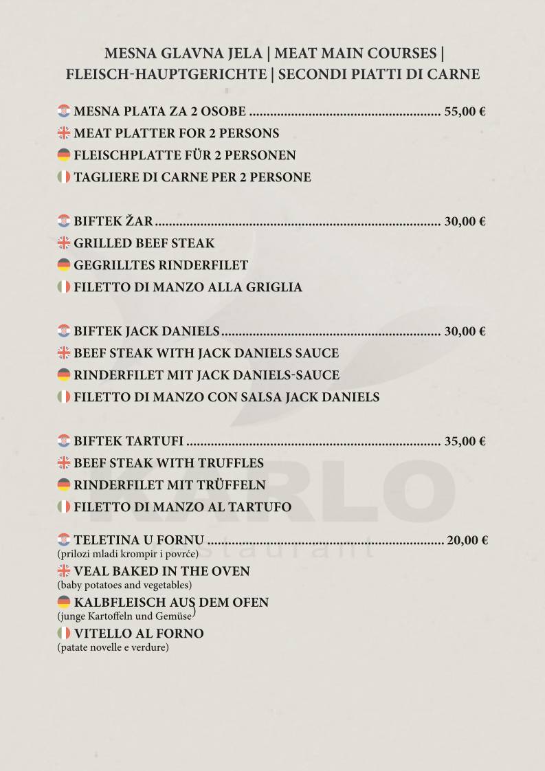 Menu di Karlo Restaurant 