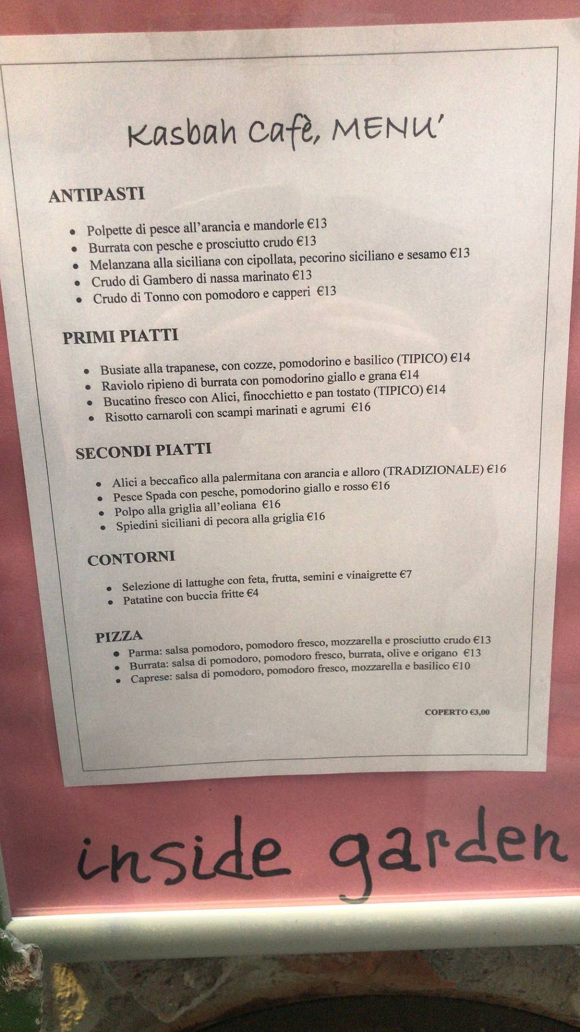 Menu di Kasbah Soul Kitchen 