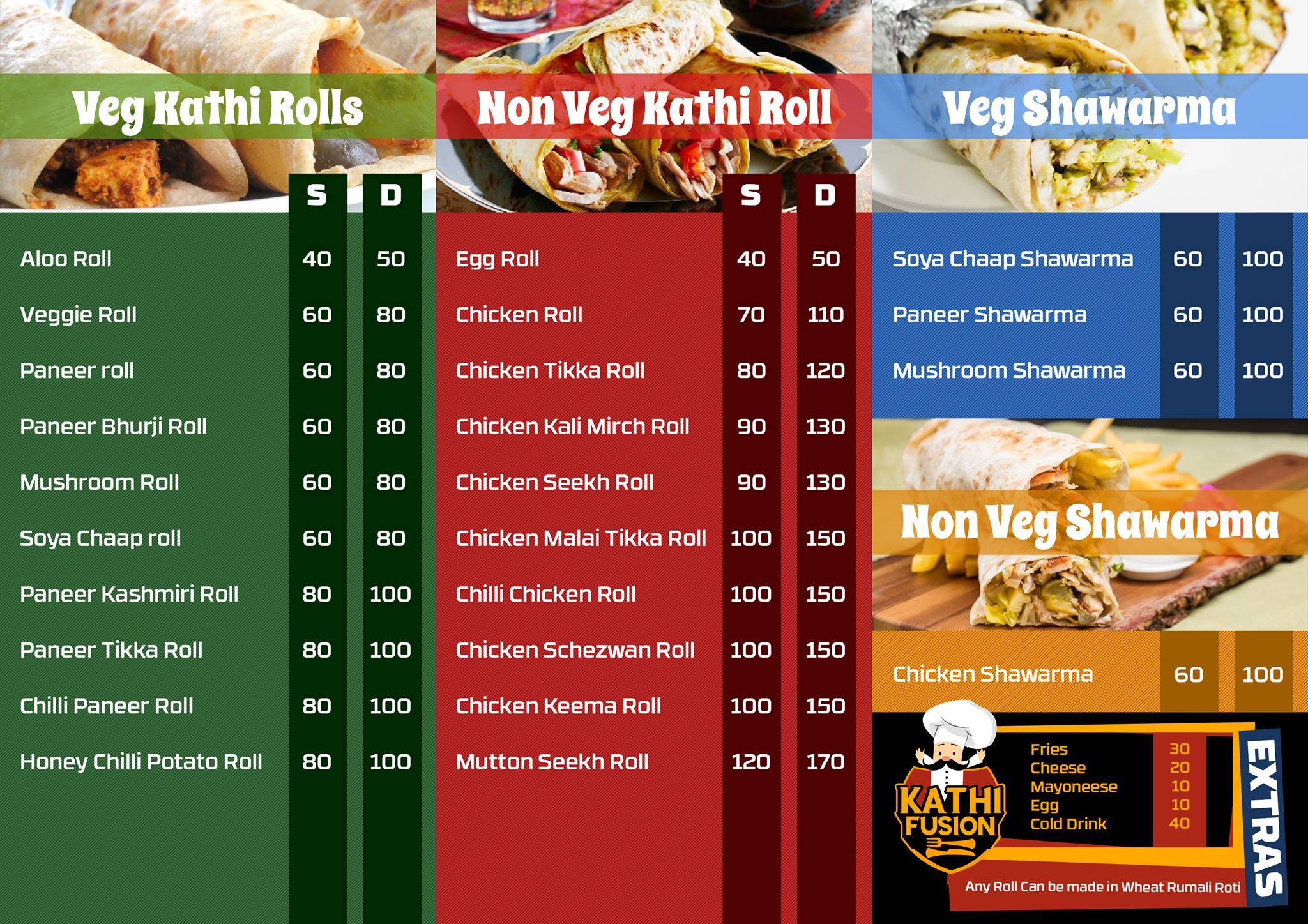 Kathi Fusion menu