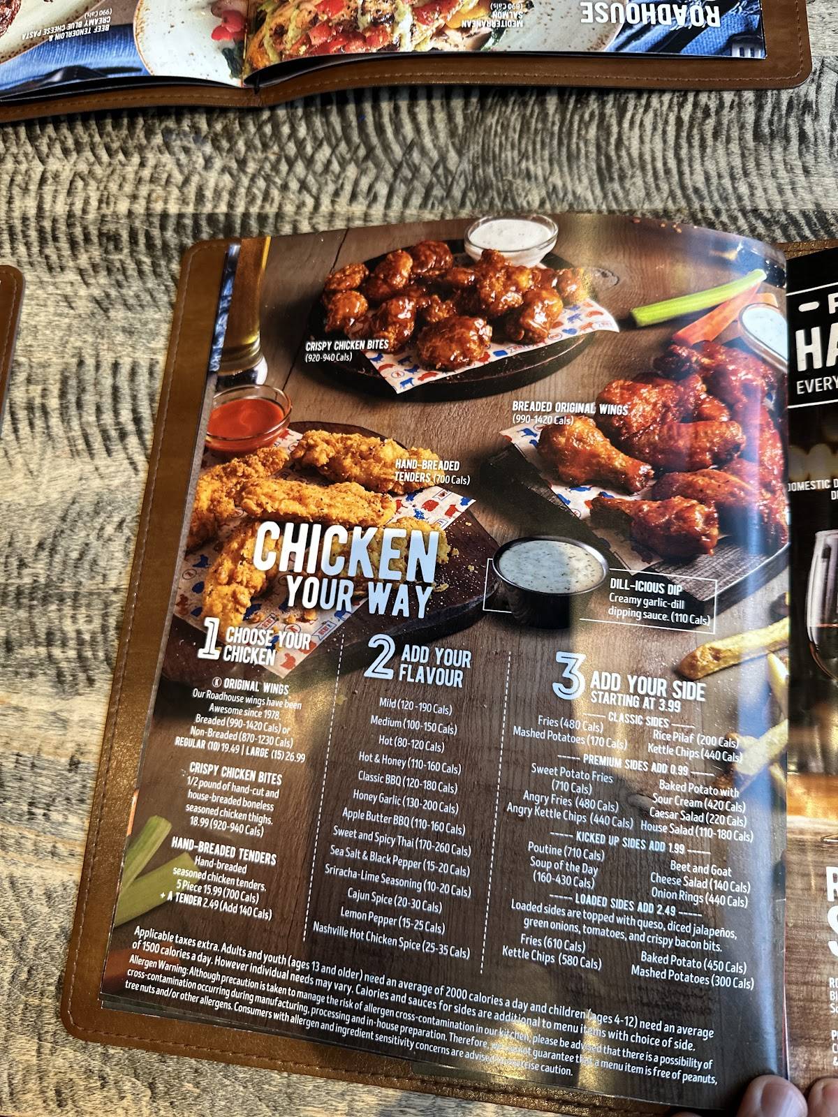 Menu de Kelseys Original Roadhouse Niagara Falls