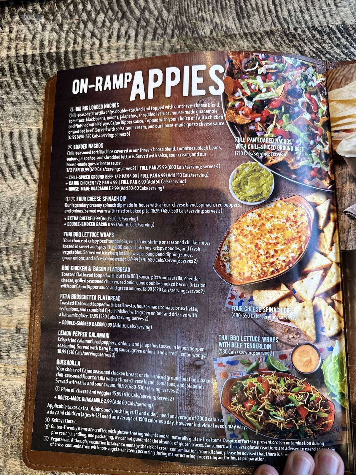 Menu de Kelseys Original Roadhouse Niagara Falls