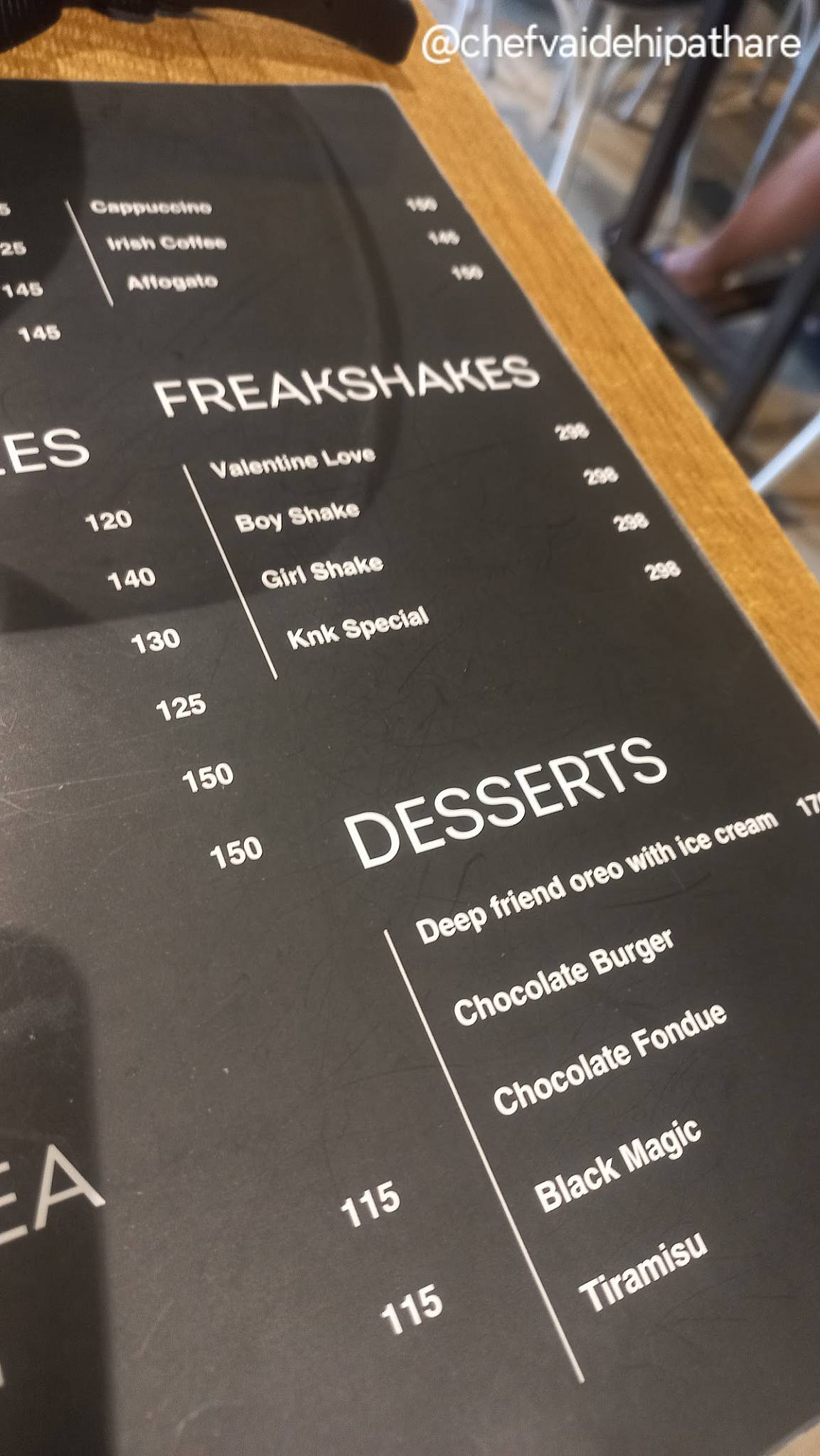 Kill No Kalorie menu