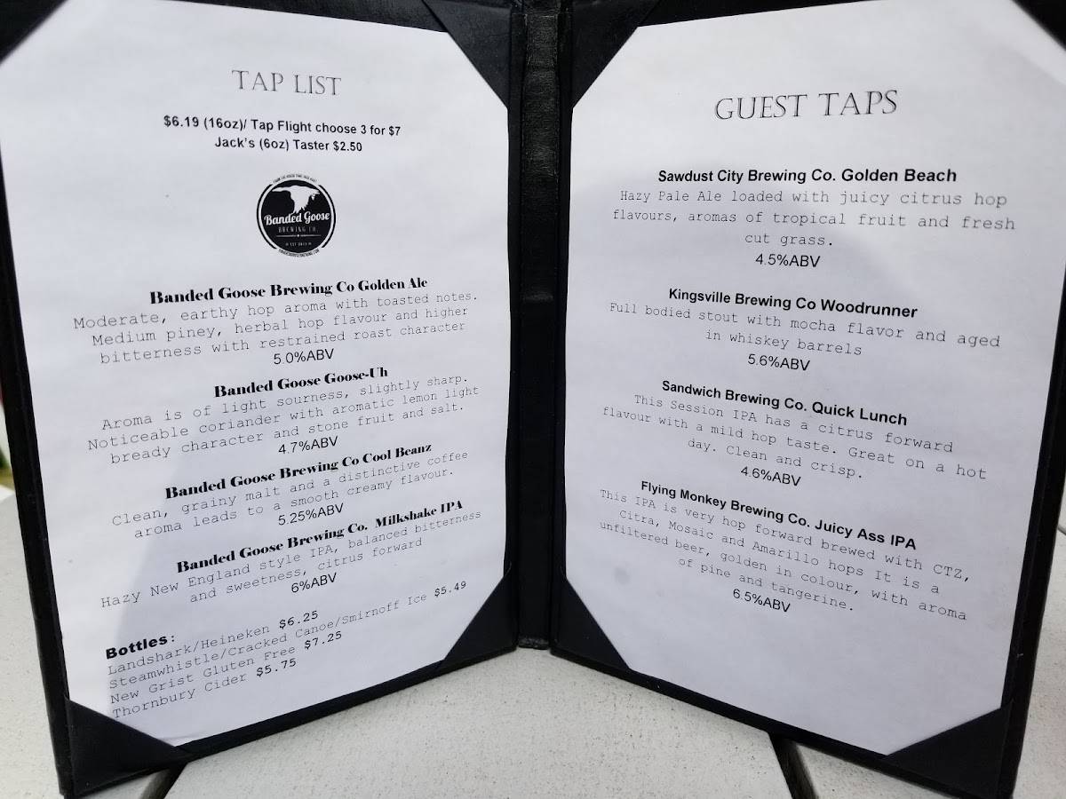 Menu at The Goose Kitchen + Bar by Jack's GastroPub, Kingsville