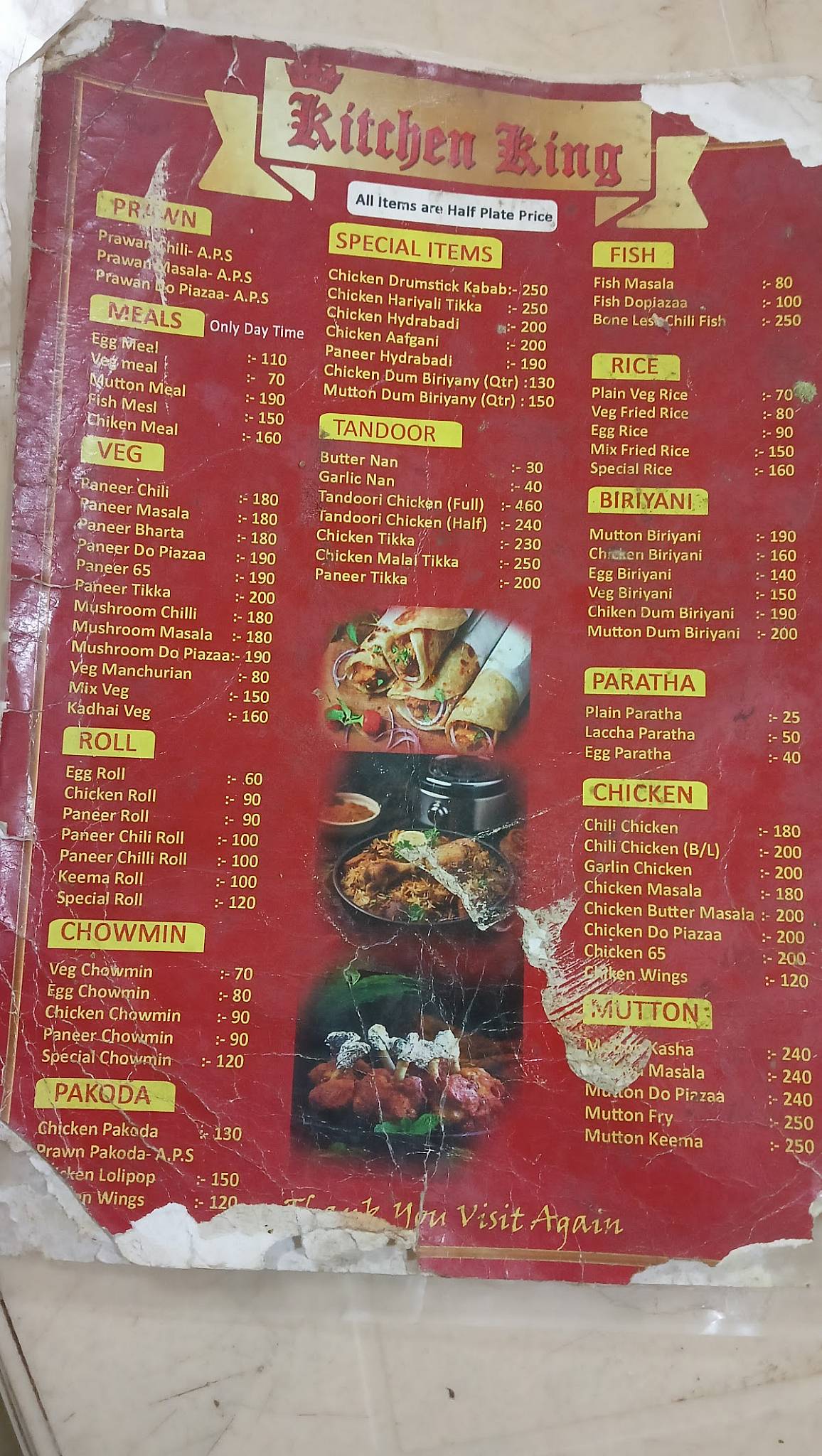 Kitchen King menu