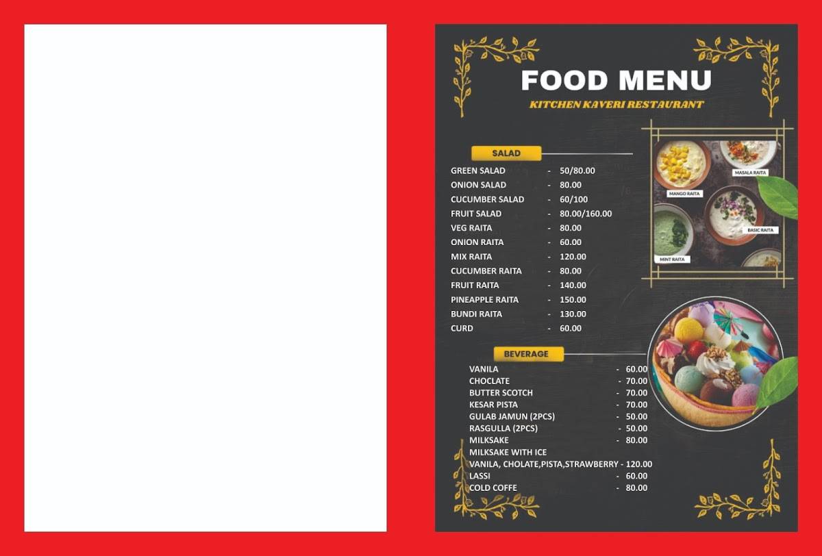 Kitchen kaveri restaurant with cabin menu