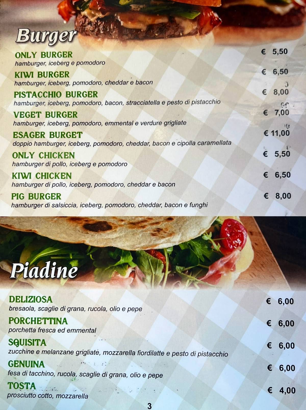 Menu di Kiwi beach 