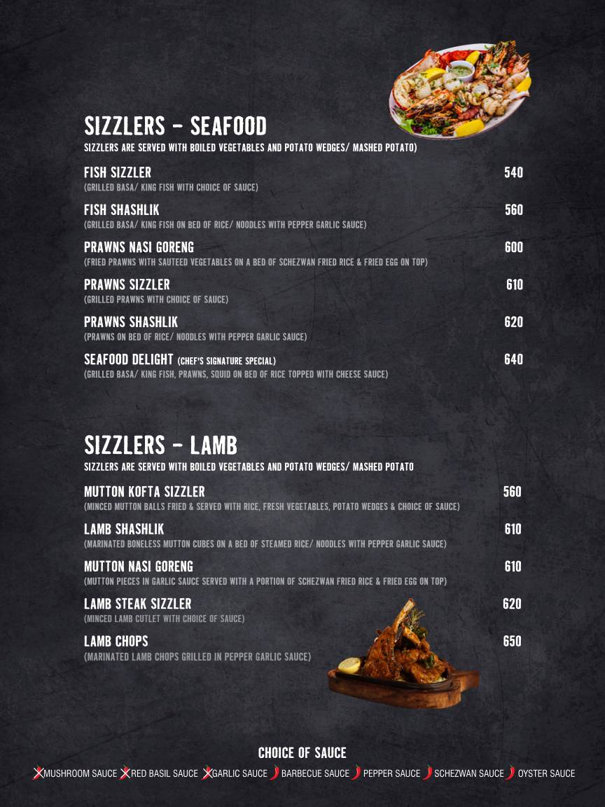 Kobe Sizzlers Mak Mall menu