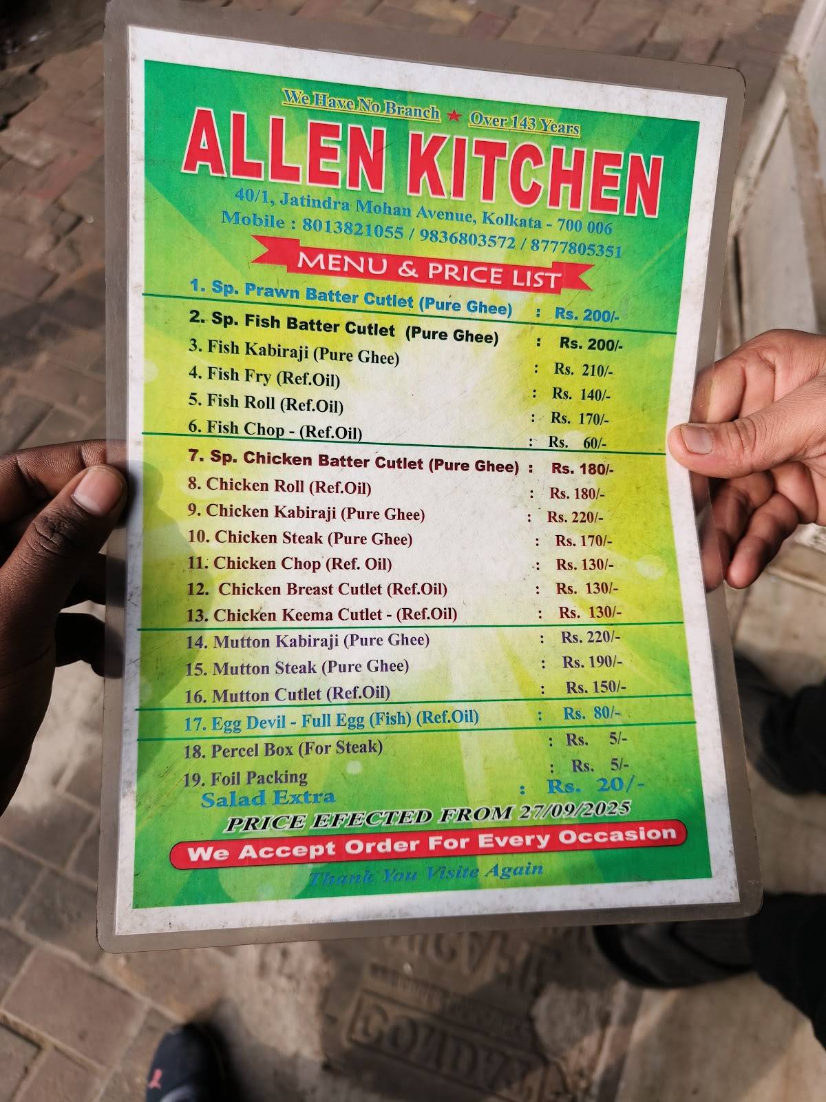 Allen Kitchen menu