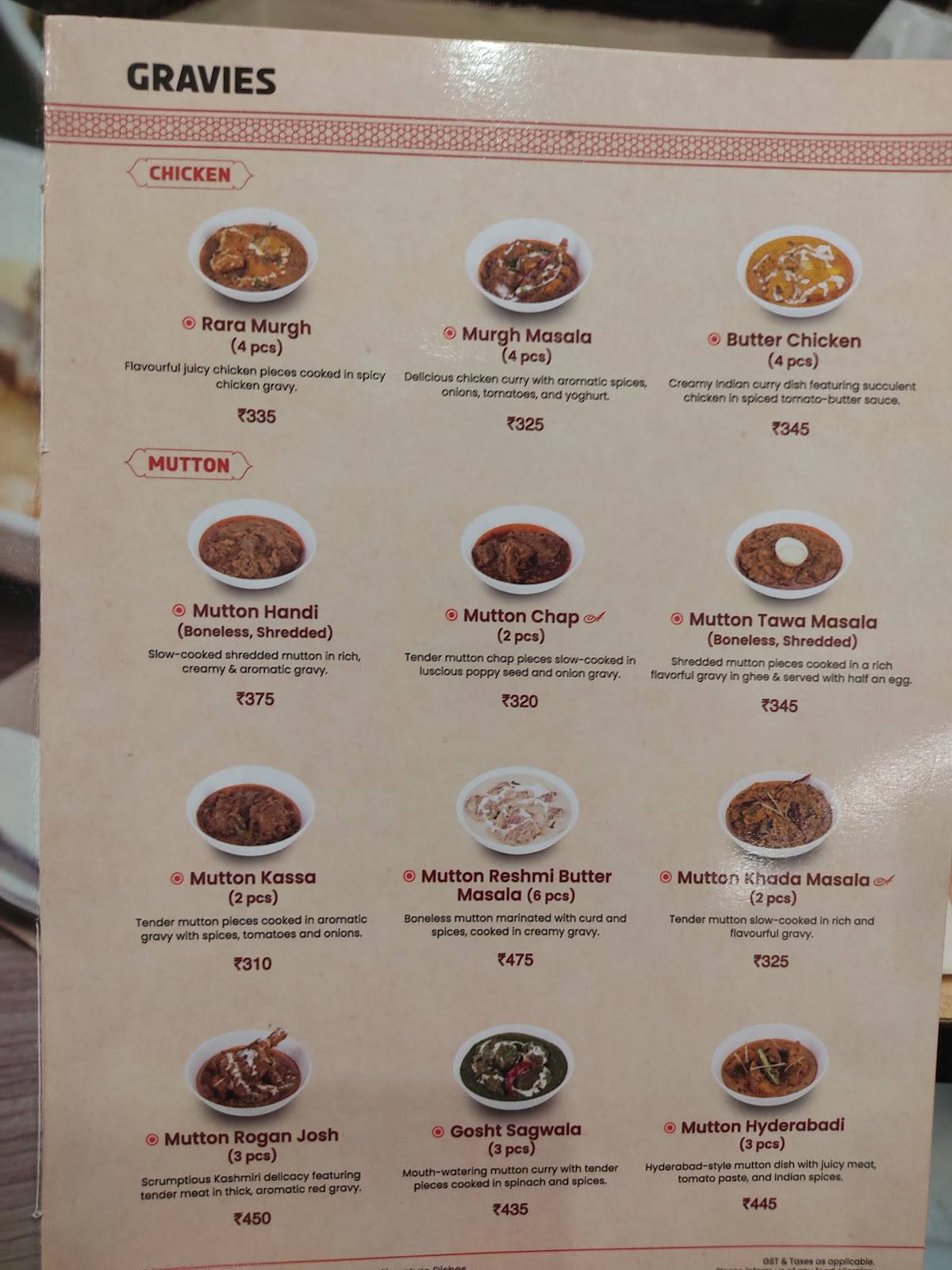 Aminia Restaurant - Golpark menu