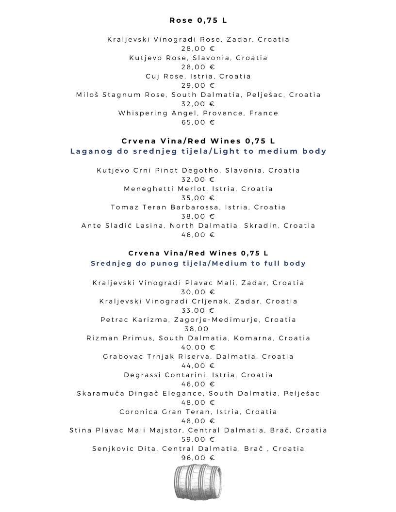 Menu di Konoba Griblja 