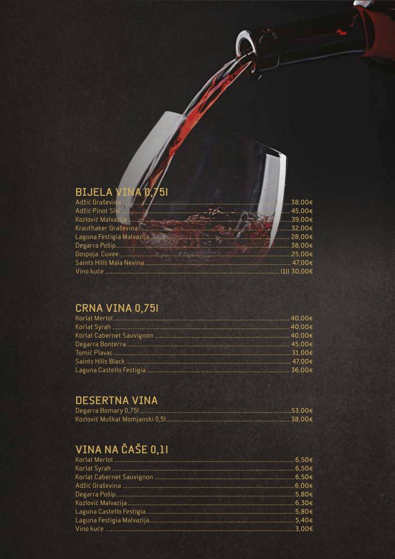 Menu di Konoba Kamen Zadar 2012 