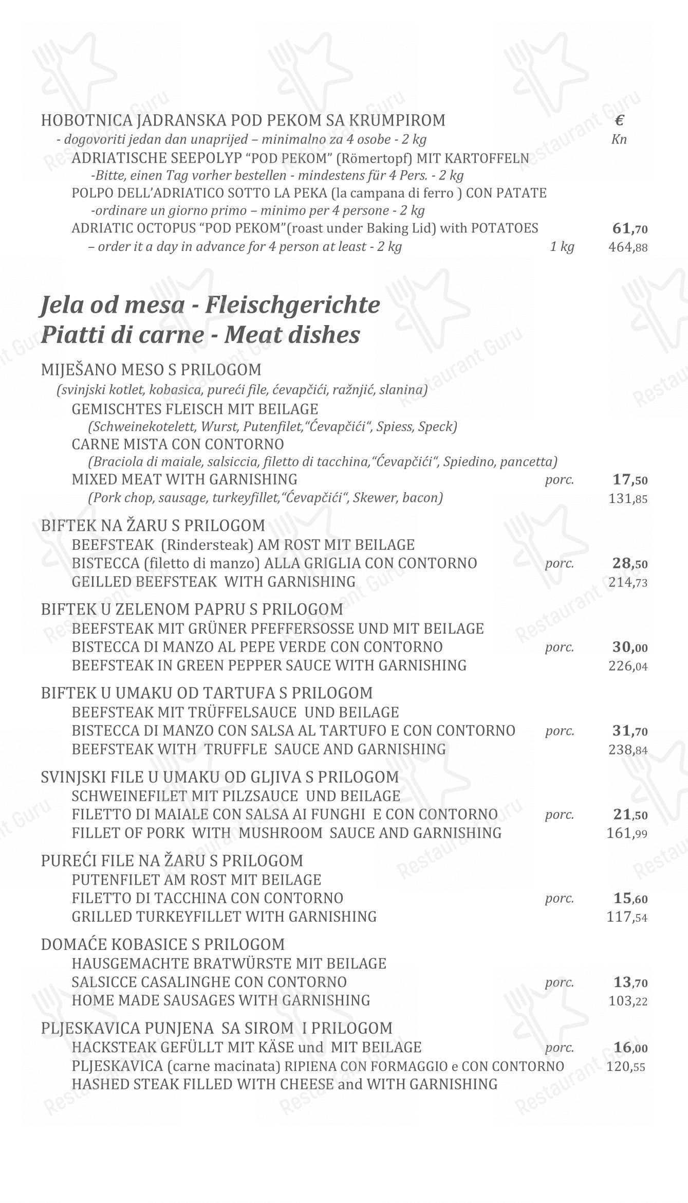 Menu per Konoba Sidro in Punat