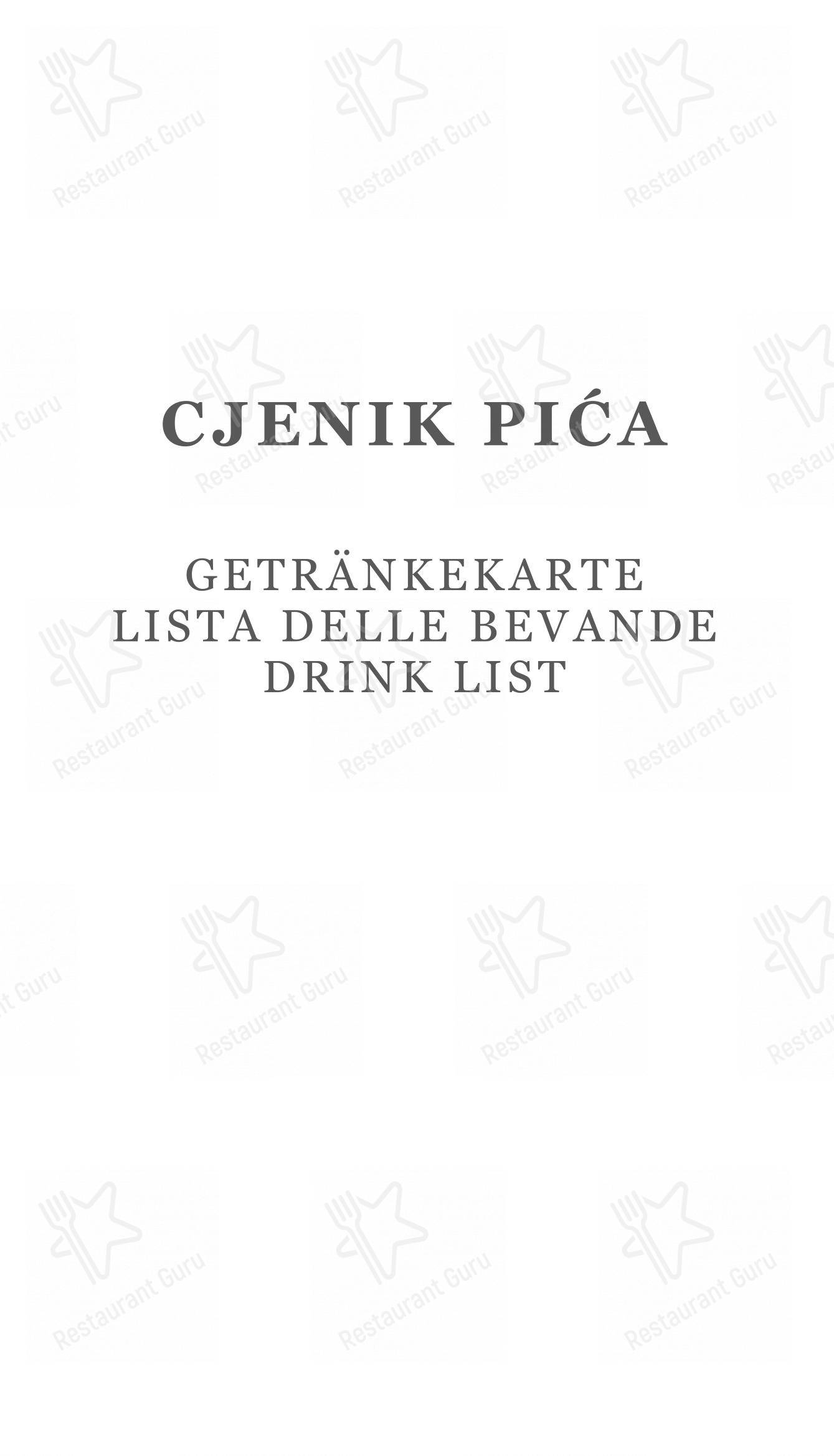 Menu bar per Konoba Sidro ristorante