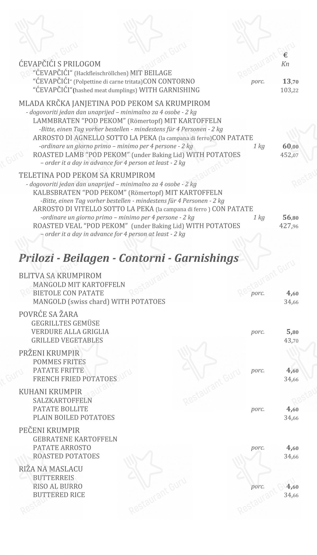 Menu per Konoba Sidro in Punat