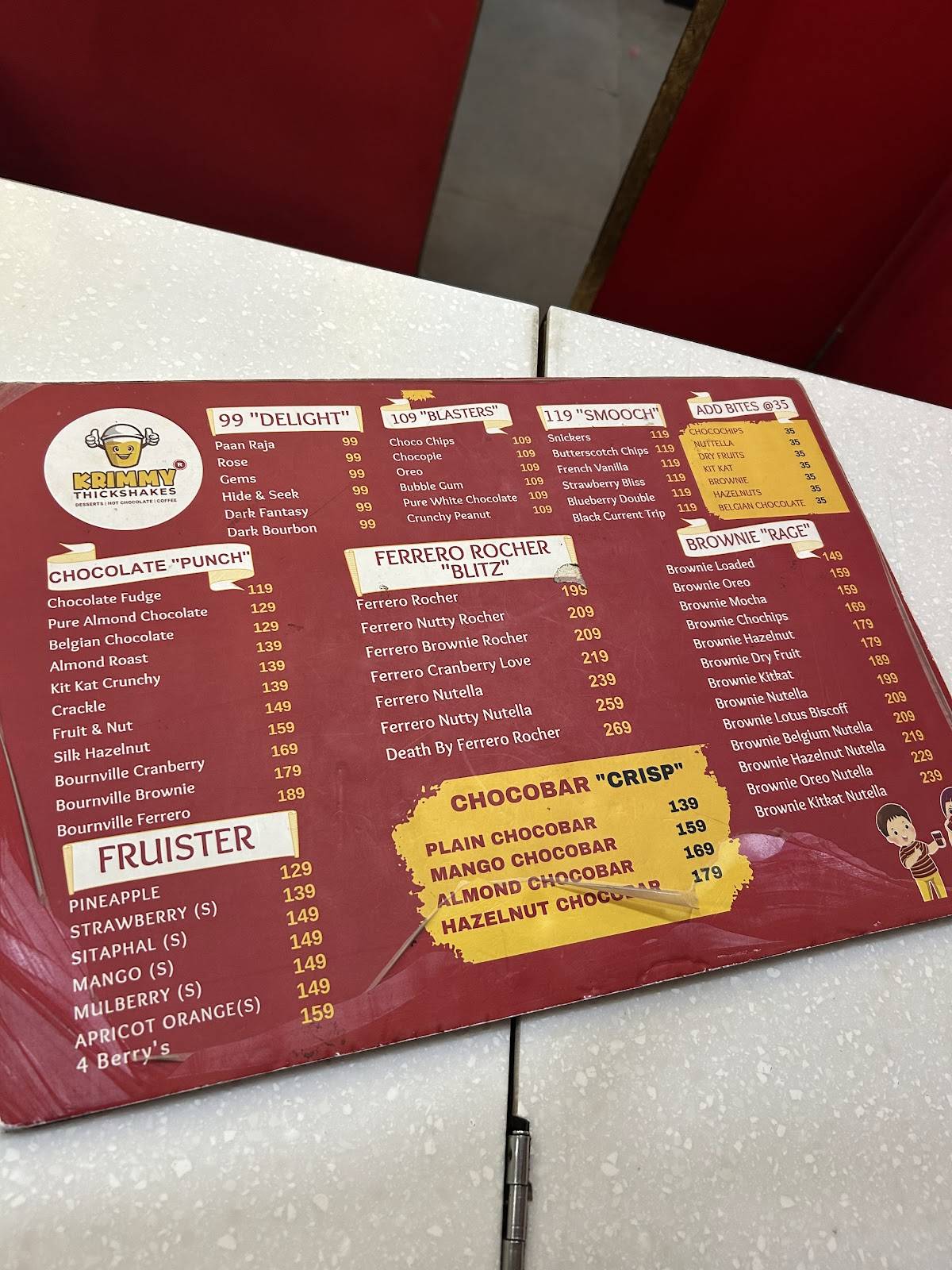 Krimmy ThickShakes - Madhapur menu