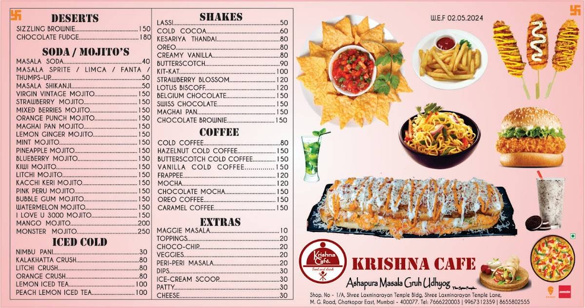 Krishna Cafe menu