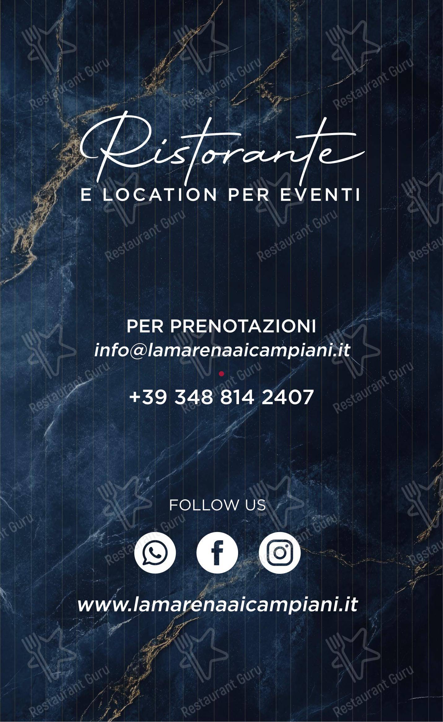 Menu per L'Amarena Ristorante ai Campiani in Cellatica