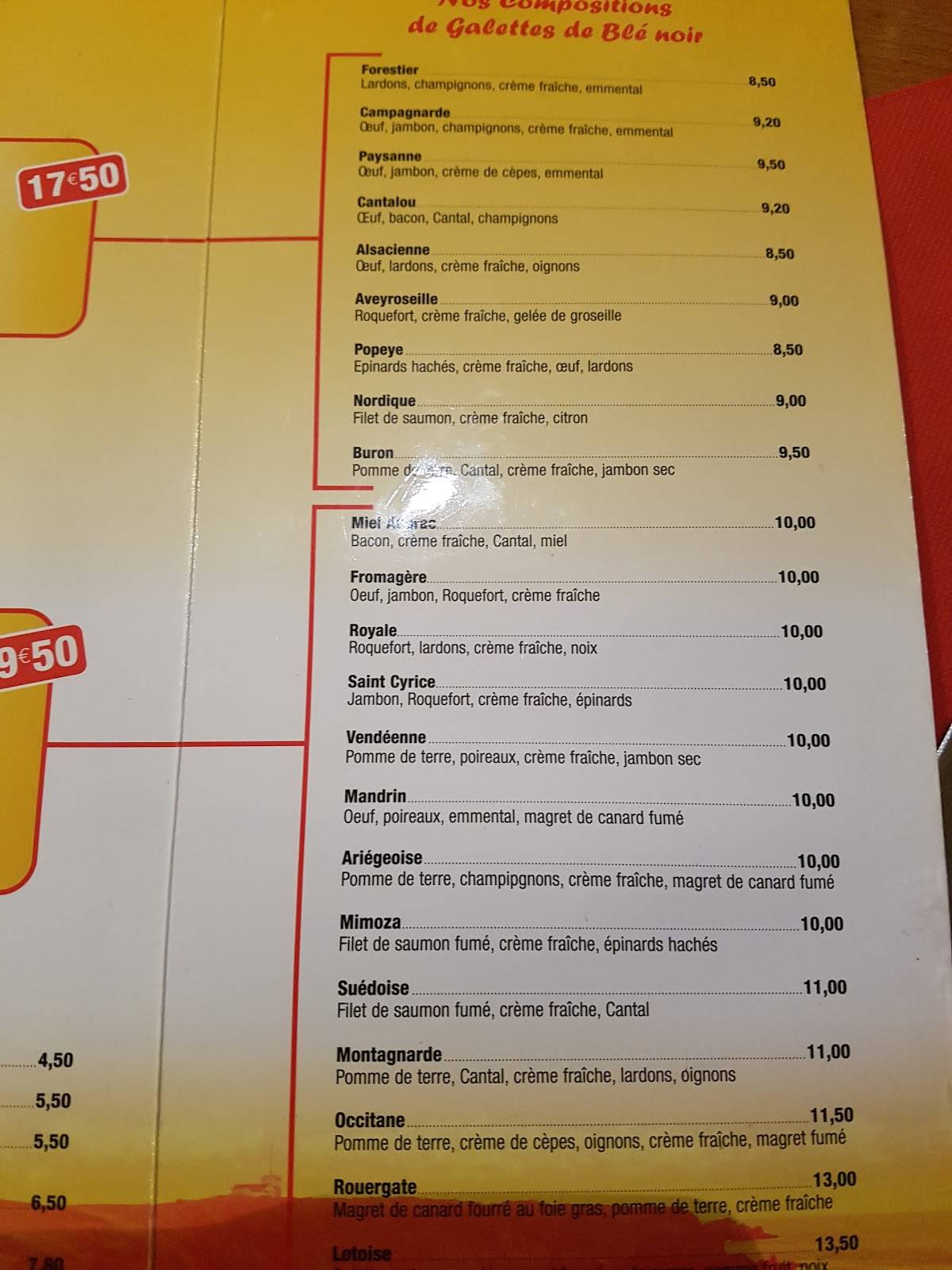 Menu de L'Armorique