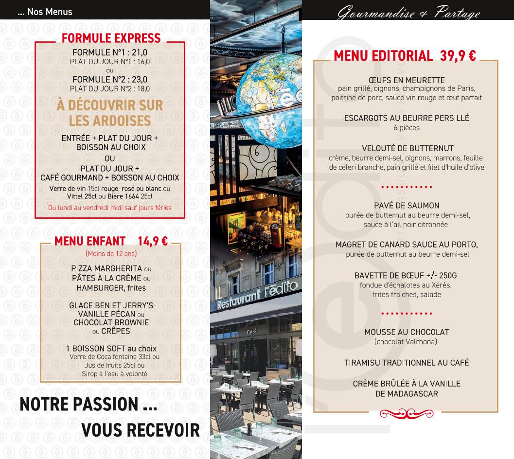 Menu de L'Edito Dijon