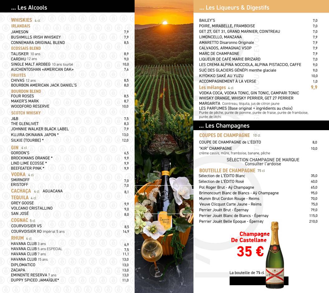 Menu de L'Edito Dijon