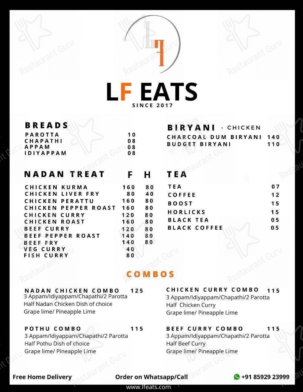 LF Eats menu