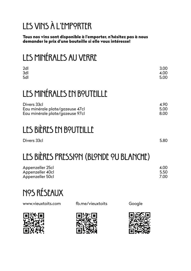 Menu di La Brasserie - Auberge des Vieux-Toits 