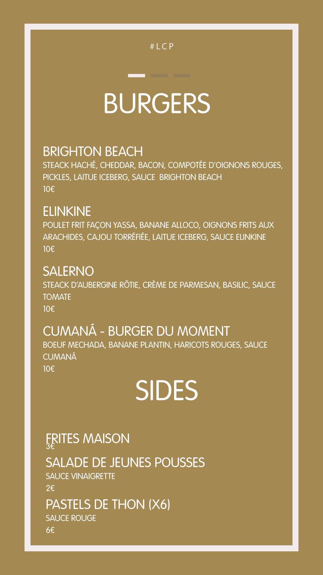 Menu de La Caravane Passe