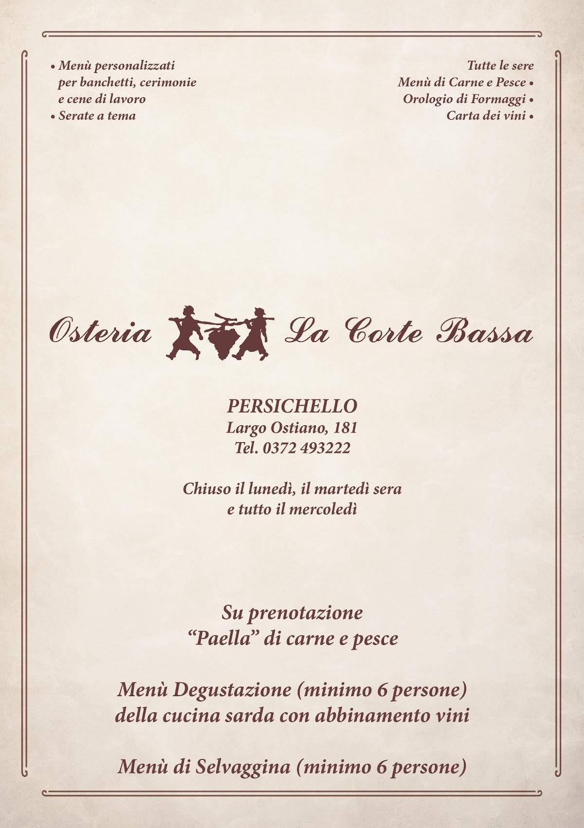 Menu di La Corte Bassa 