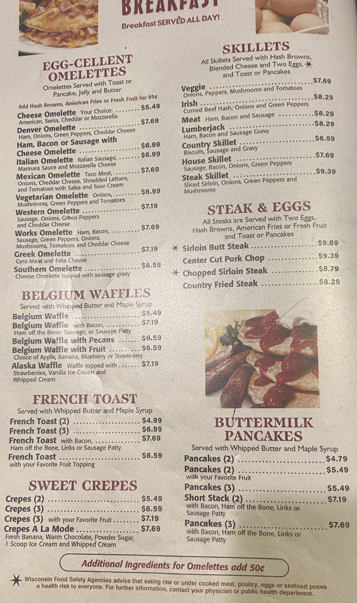 Menu at La Crosse Family Restaurant, La Crosse