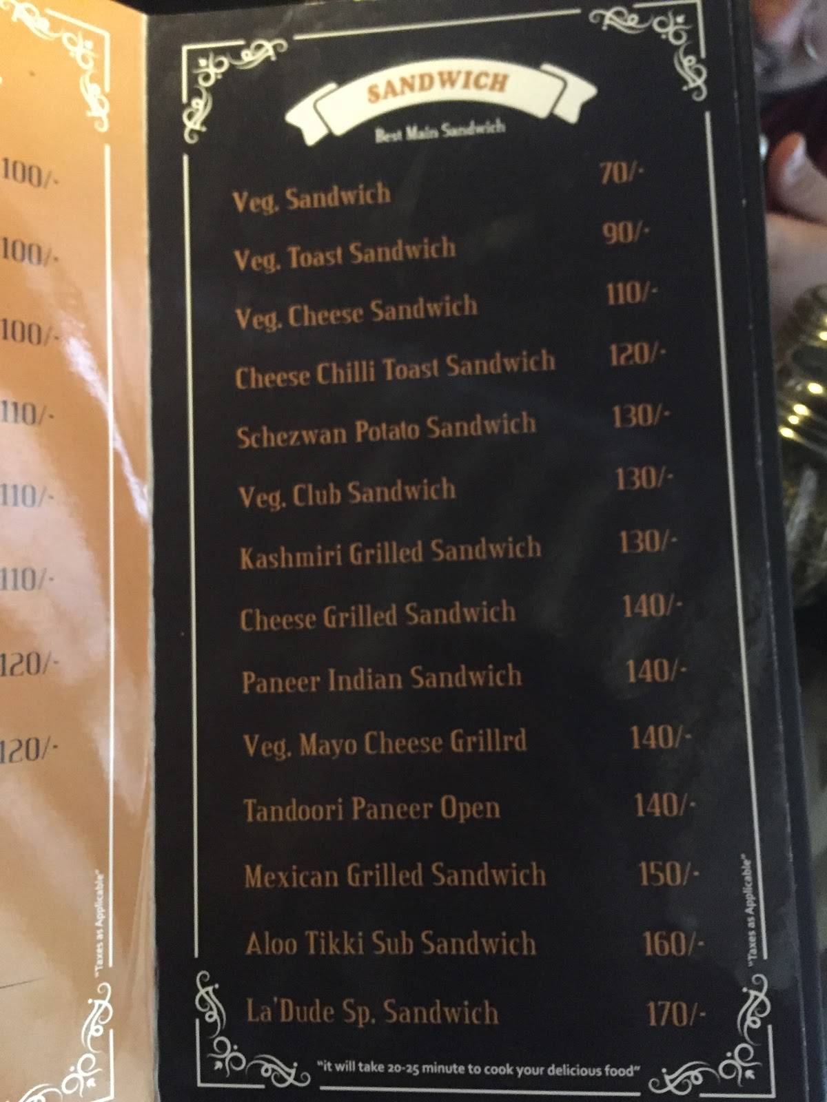 La' Dude Cafe & Resto menu