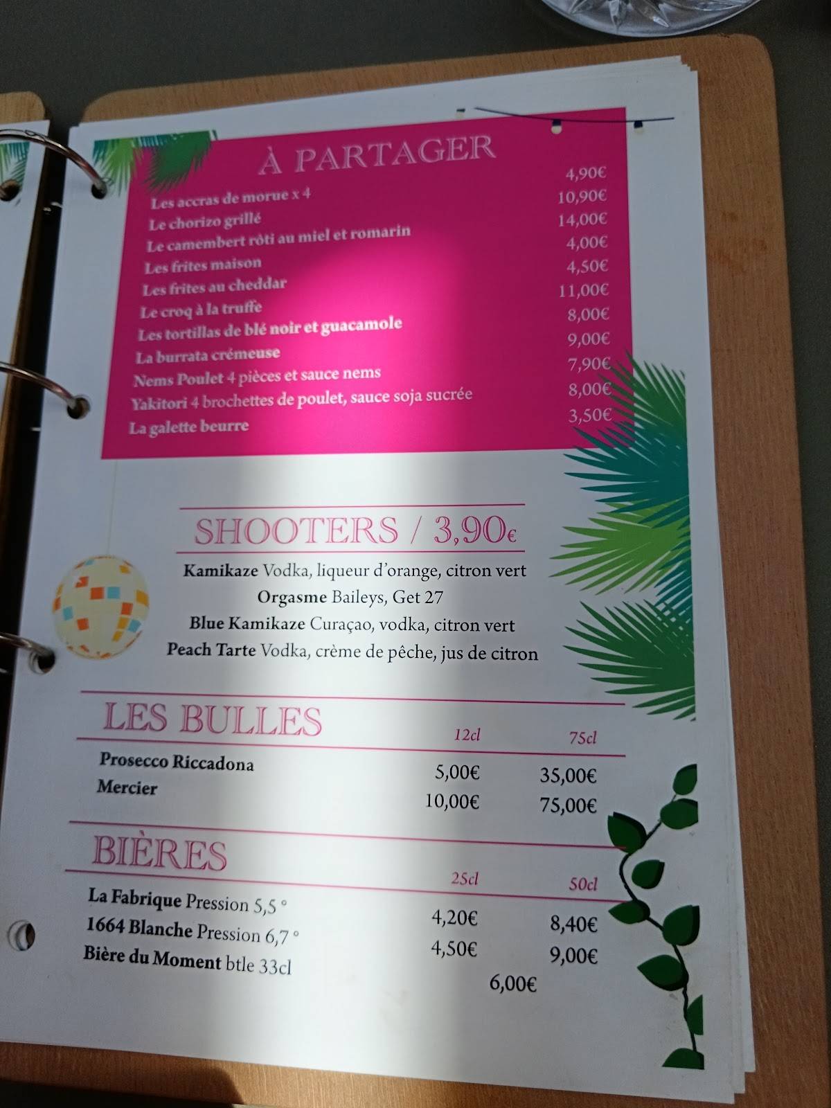 Menu de Restaurant La Fabrique Rennes Saint Georges