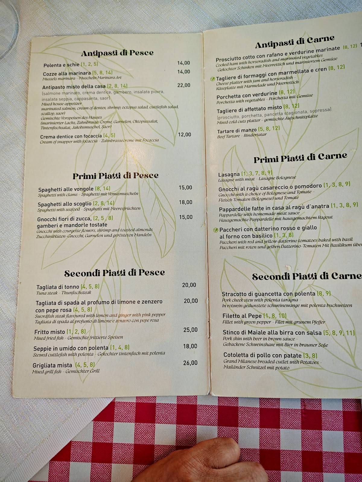 Menu di La Frasca 