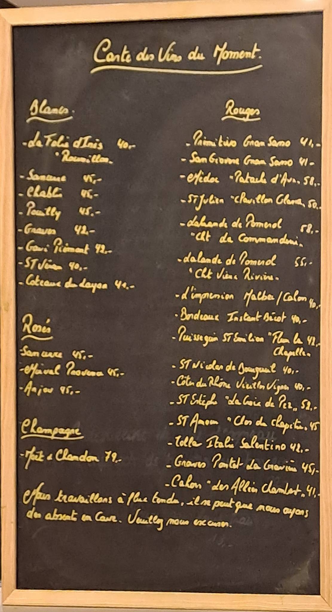Menu de La Gourmandine