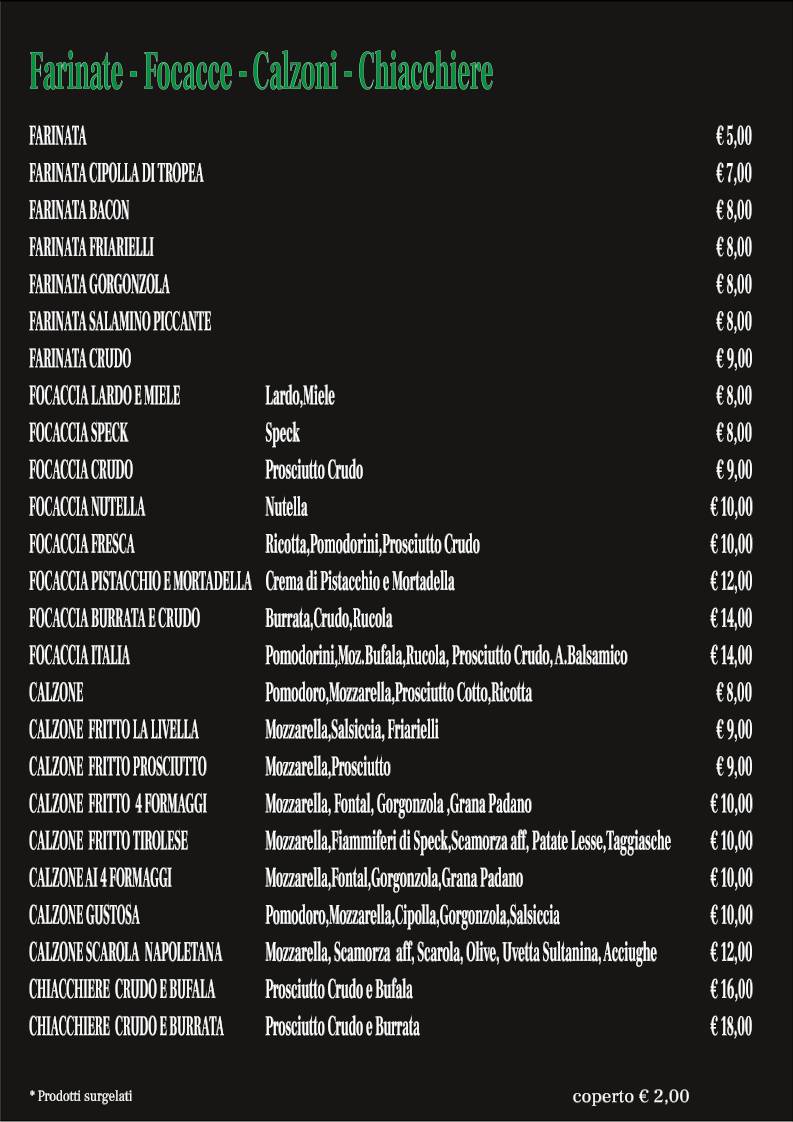 Menu di La Livella 