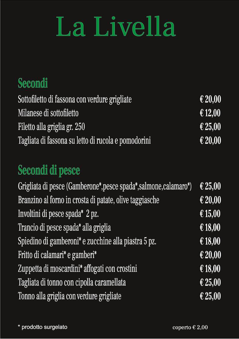 Menu di La Livella 