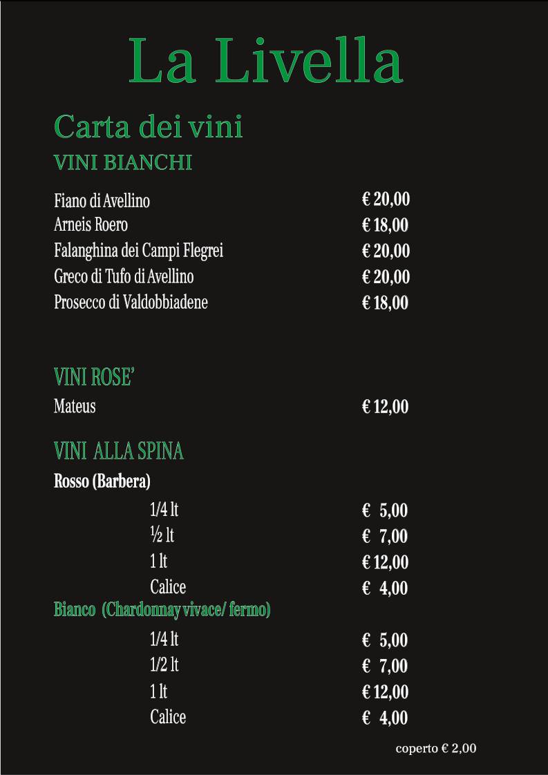 Menu di La Livella 