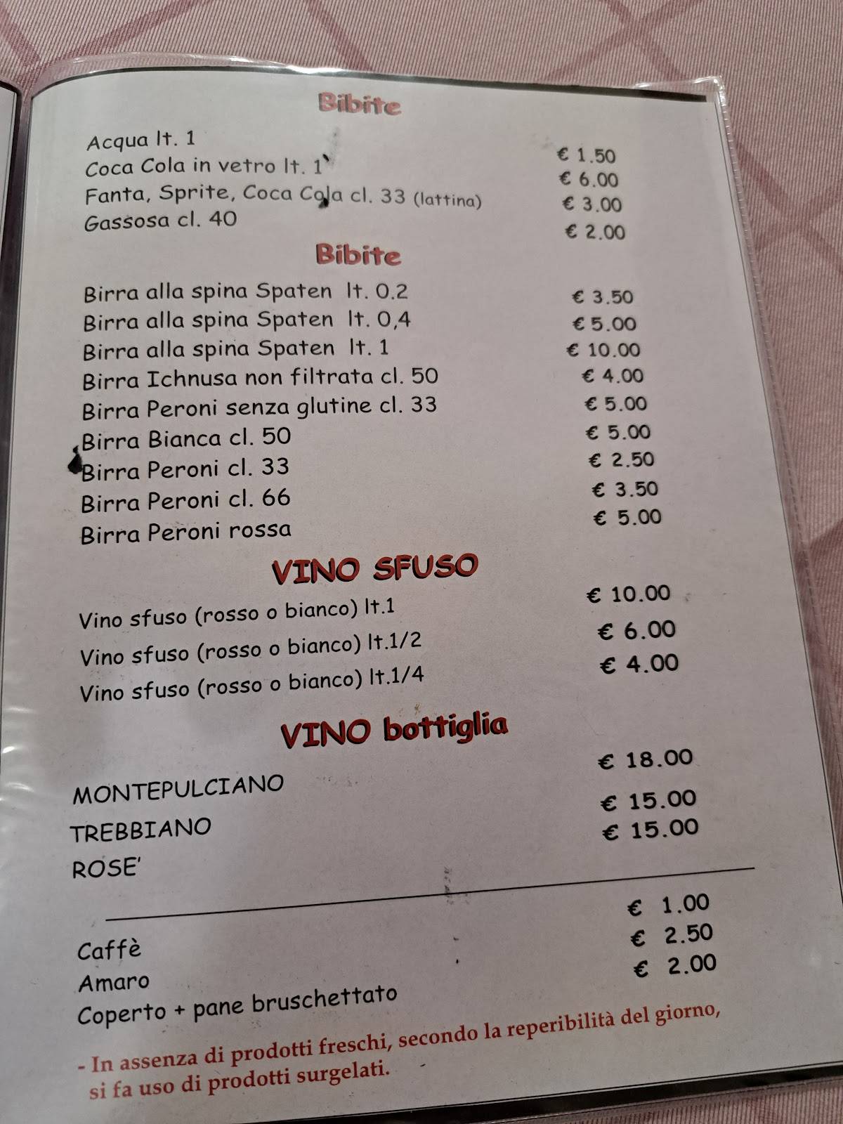 Menu di La Pecora Nera Arrosticini 