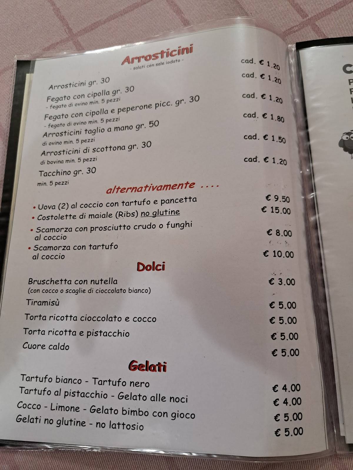 Menu di La Pecora Nera Arrosticini 