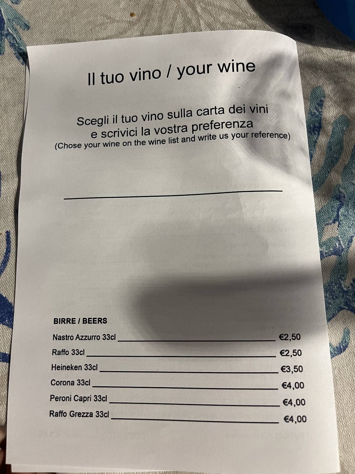 Menu di La Pesceria seafood 