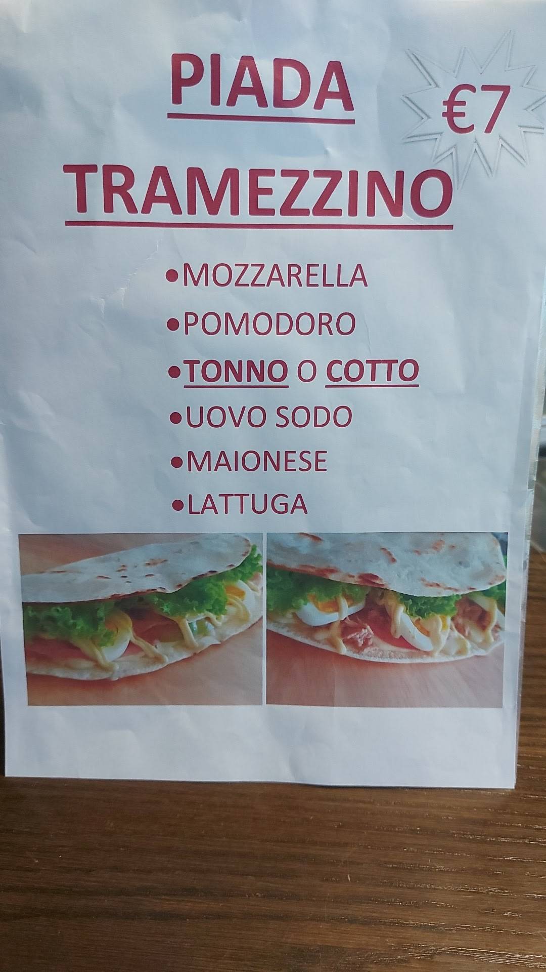 Menu di La Piadéina 