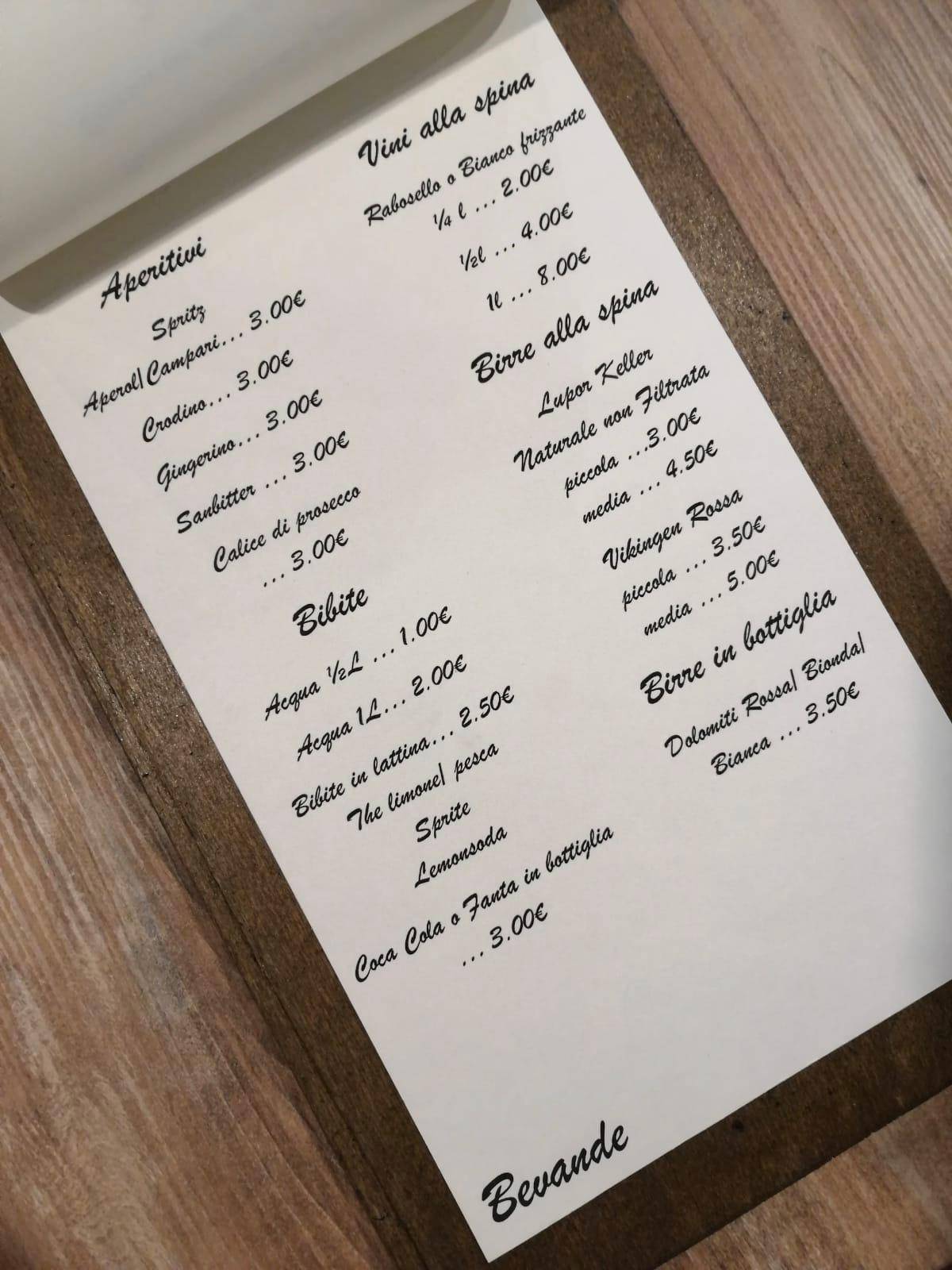 Menu di La Piccola Osteria 
